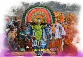 Chhau dancers with masks
