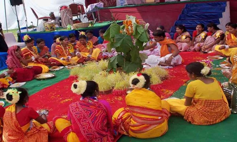 Women celebrating Tusu festival with traditional songs and dances